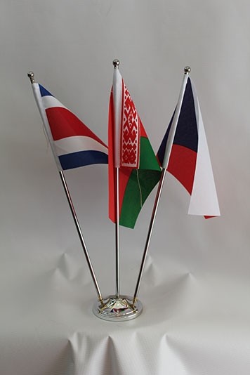 Metal Chrome Table Flag Stand (Triple)