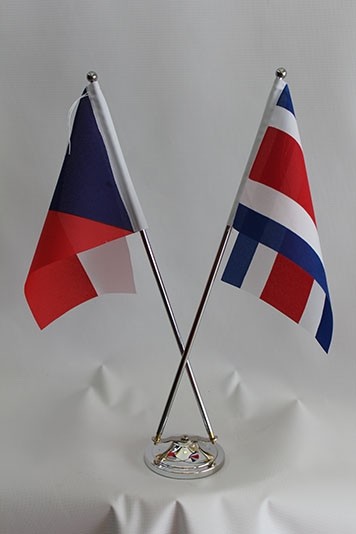 Metal Chrome Table Flag Stand (Double)